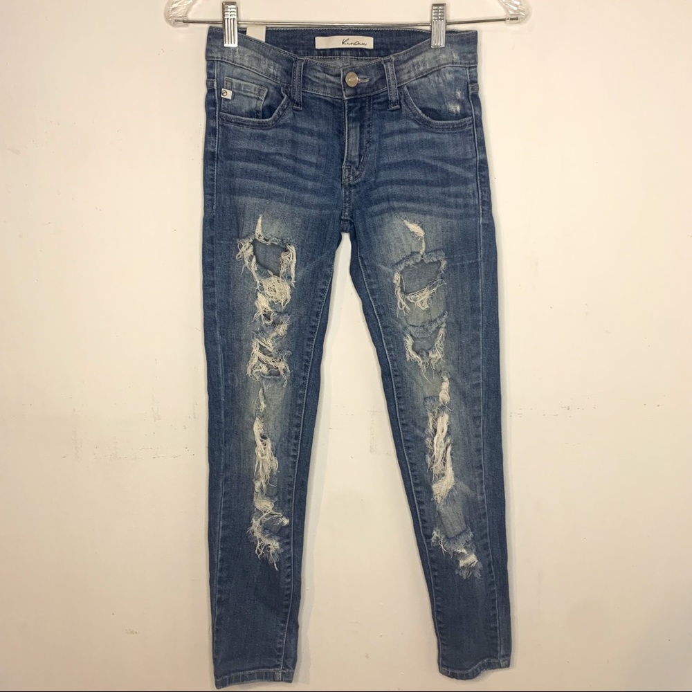 KanCan Jeans Women’s 25 Skinny Distressed  Blue Denim Low Rise